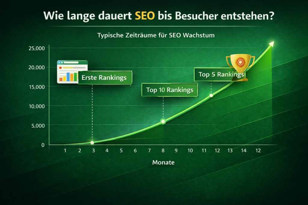 wie lange dauert seo grafik mit ranking wachstum und seo timeline